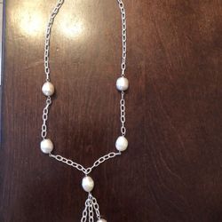 Baroque Pearl and Sterling Silver Y Necklace