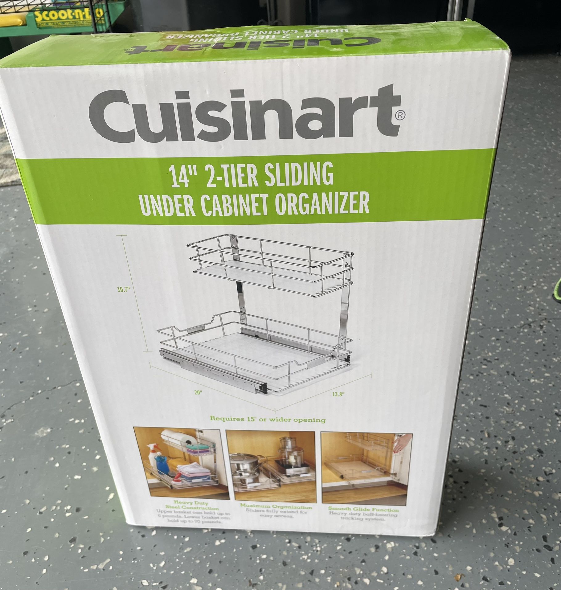 14” 2 tier sliding under cabinet organizer