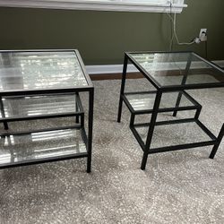 Glass top end table set