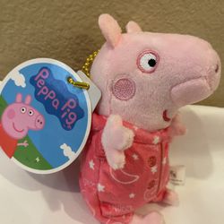 New Peppa Pig Stuffed Animal Plush Doll Toy Keychain Pink with Pajamas