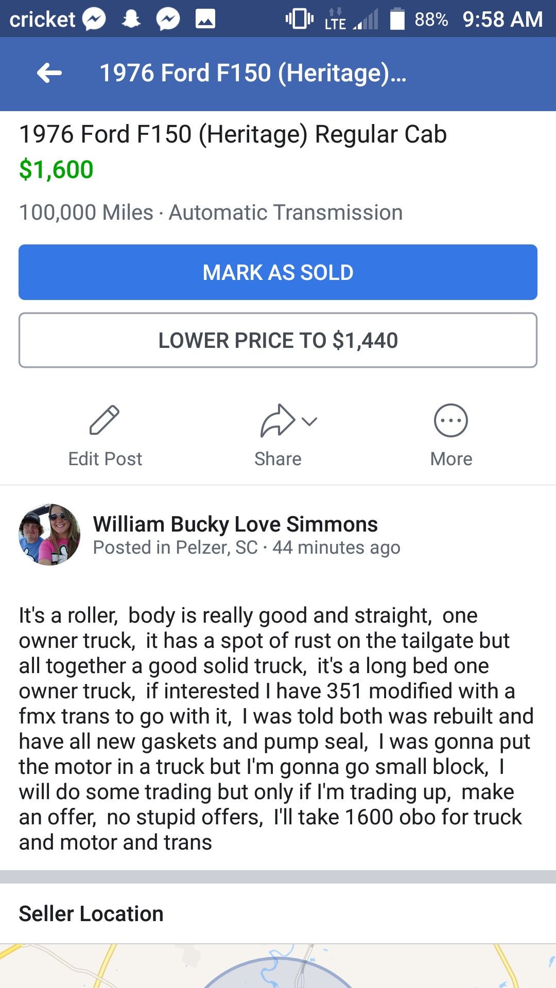 76 f100 one owner, info on pictures