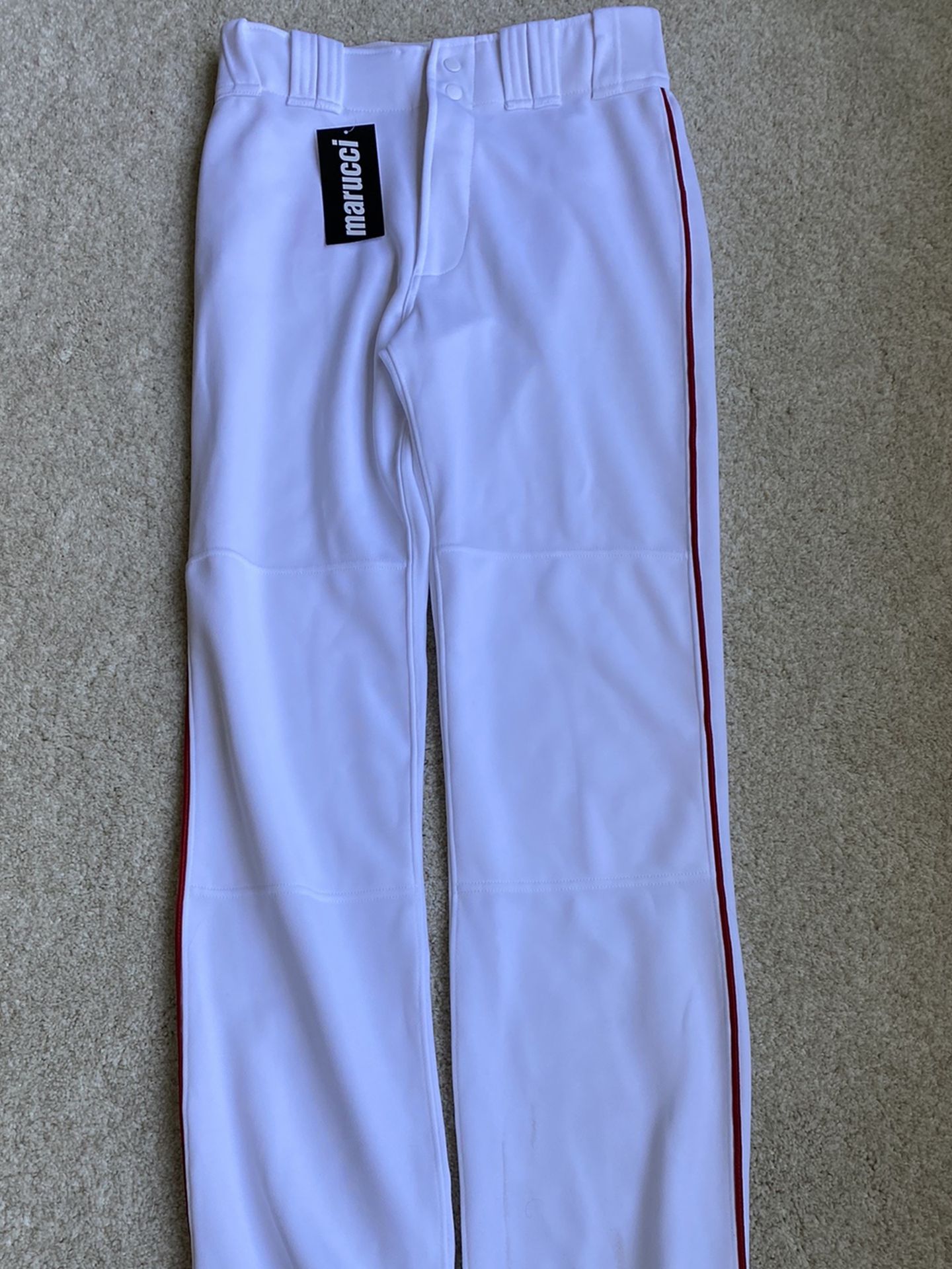 Marucci white  baseball  Pants with Red Piping Adult small