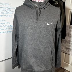 Nike Men XL VINTAGE Hoodie Sweatshirt Pullover Solo Swoosh Charcoal Grey Cotton