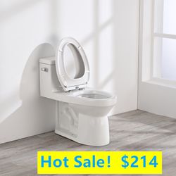 12 in. Rough in Size 1-Piece 1.28 GPF Single Flush Elongated Toilet in. White Seat Included, OPT08701WH