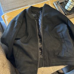 Abercrombie Worn Suade  Black Bomber (Insulated)