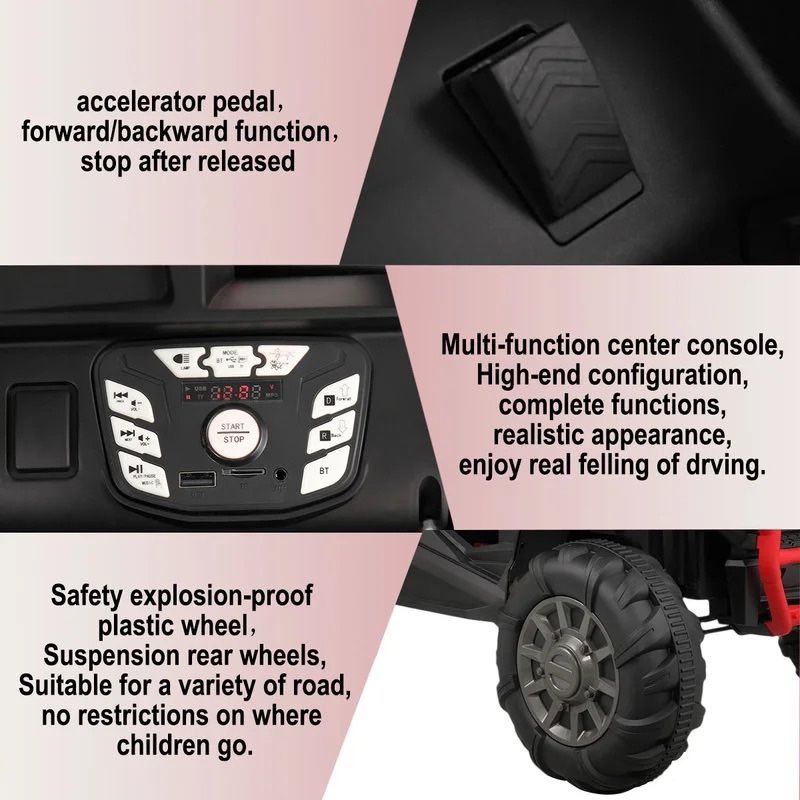 ⚫️🔴 !!BRAND NEW 12Volt Electric Kids REMOTE CONTROL Ride On Truck Powerwheels Off Road RZR 2 Seater With LED’s, Media Player BT