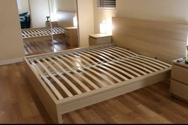 Free delivery. Ikea Mall queen size bed frame in excellent condition like new