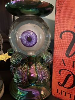 Set of 2 B&BW rotating eyeball glitter globe