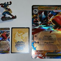 Mega Lucario Figurine, Promo, Code Card and Big Promo (pokemon)