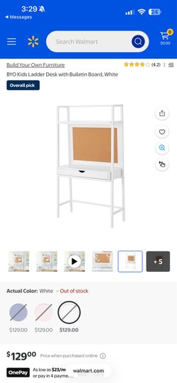 BYO Kids Ladder Desk with Bulletin Board, White