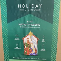 BRAND NEW 4FT Lighted Nativity Scene – Indoor/Outdoor Christmas Decoration