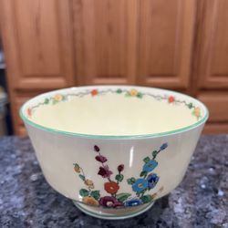 Vintage Crown Staffordshire Hollyhocks Poppy Bowl.  Preowned 