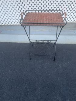 Folding table metal and bamboo