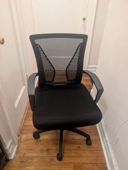 2 Chair Bundle: White Adjustable Swivel Stool & Comfortable Black Mesh Desk Chair