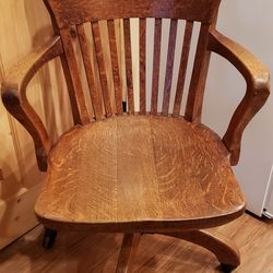 Vintage Solid Oak Desk Chair 