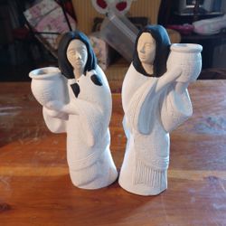 2 Native American Women Pottery FIGURINES