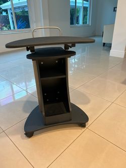Rolling Adjustable Laptop Cart with Storage Black