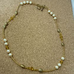 Seed Glass Bead And Faceted Crystal Choker