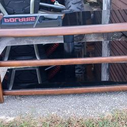 Vintage TV Stand, Real Wood And Heavt Glass