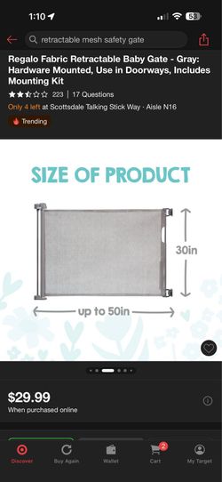 Retractable mesh baby gate