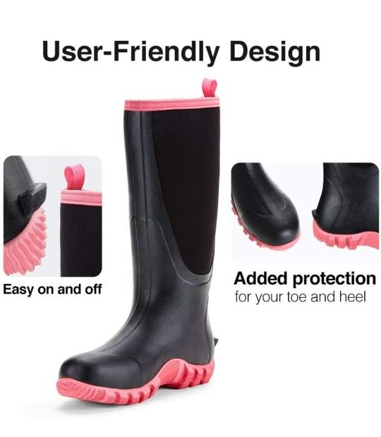 TIDEWE Rubber Boots Waterproof Rain Boots with Steel Shank,