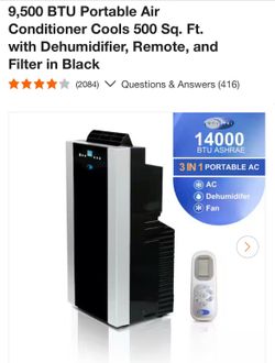 Whynter 9,500 BTU Portable Air Conditioner With Dehumidifier