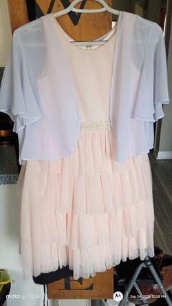 Blush Pink Tiered Dress with Sheer Jacket