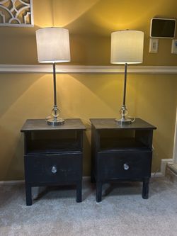 Weathered IKEA Tarva nightstands
