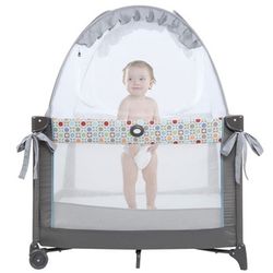 Minnebaby Pack N Play Tent, Keep Baby from Climbing Out, Mini Crib Safety Mesh Canopy, Play Yard Tent Cover, See Through and Breathable