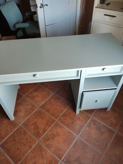 Office furniture desk bookcase printer stand chair. Sage green color.