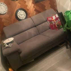 Grey Couch Recliner/usb