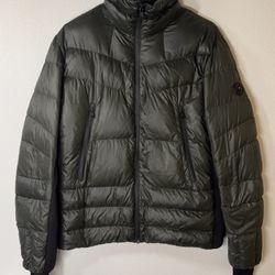 Michael Kors Jacket Mens Medium Olive Green Orange Down Puffer Pockets