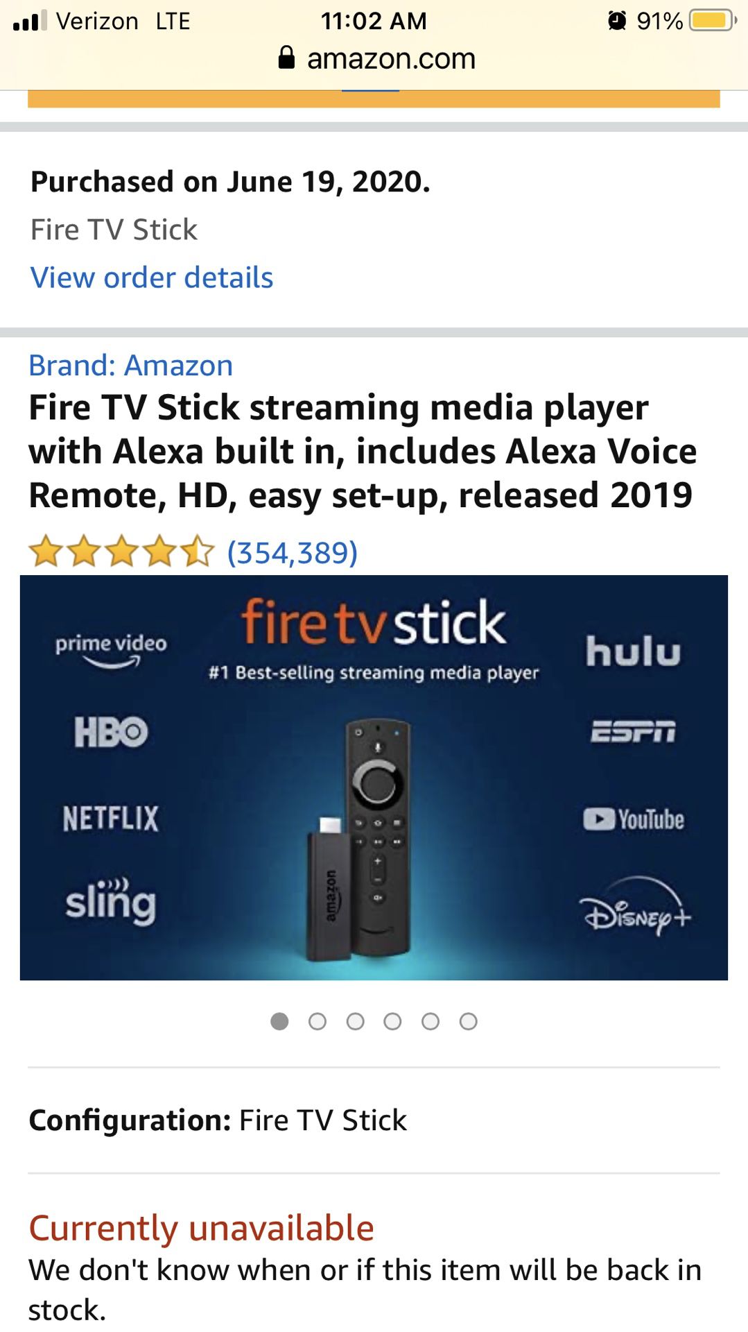 Amazon fire TV streaming stick with voice activated Alexa