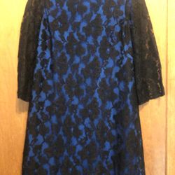 Blue Black Lace Mini Dress