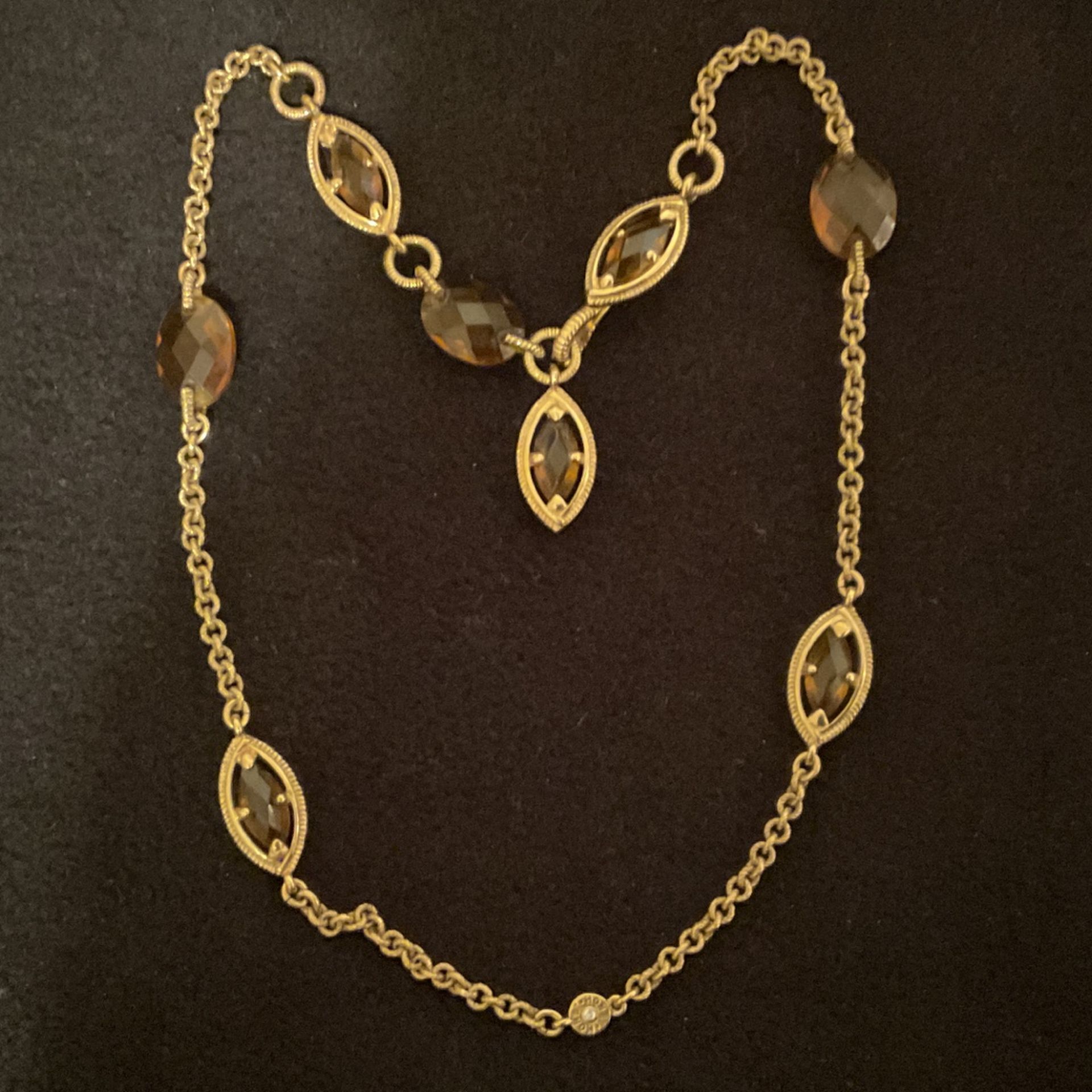 18” GoldTone Necklace With Amber Crystals,by Monet