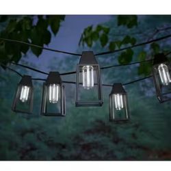 10-Light 12 ft. Black Outdoor Plug-In Integrated LED Edison String-Light