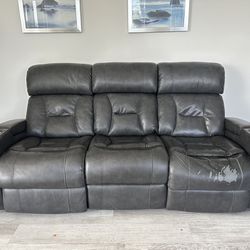 Leather Power Reclining Sofa W/ Console El Dorado Furniture