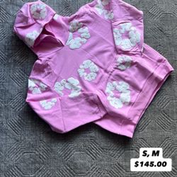 Pink denim tear hoodie Small and medium 1-3 days to ship!!