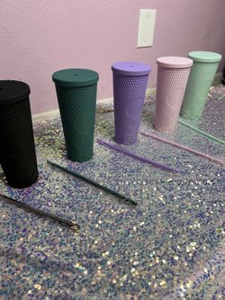 Matte Studded Tumbler With Lid and Straw