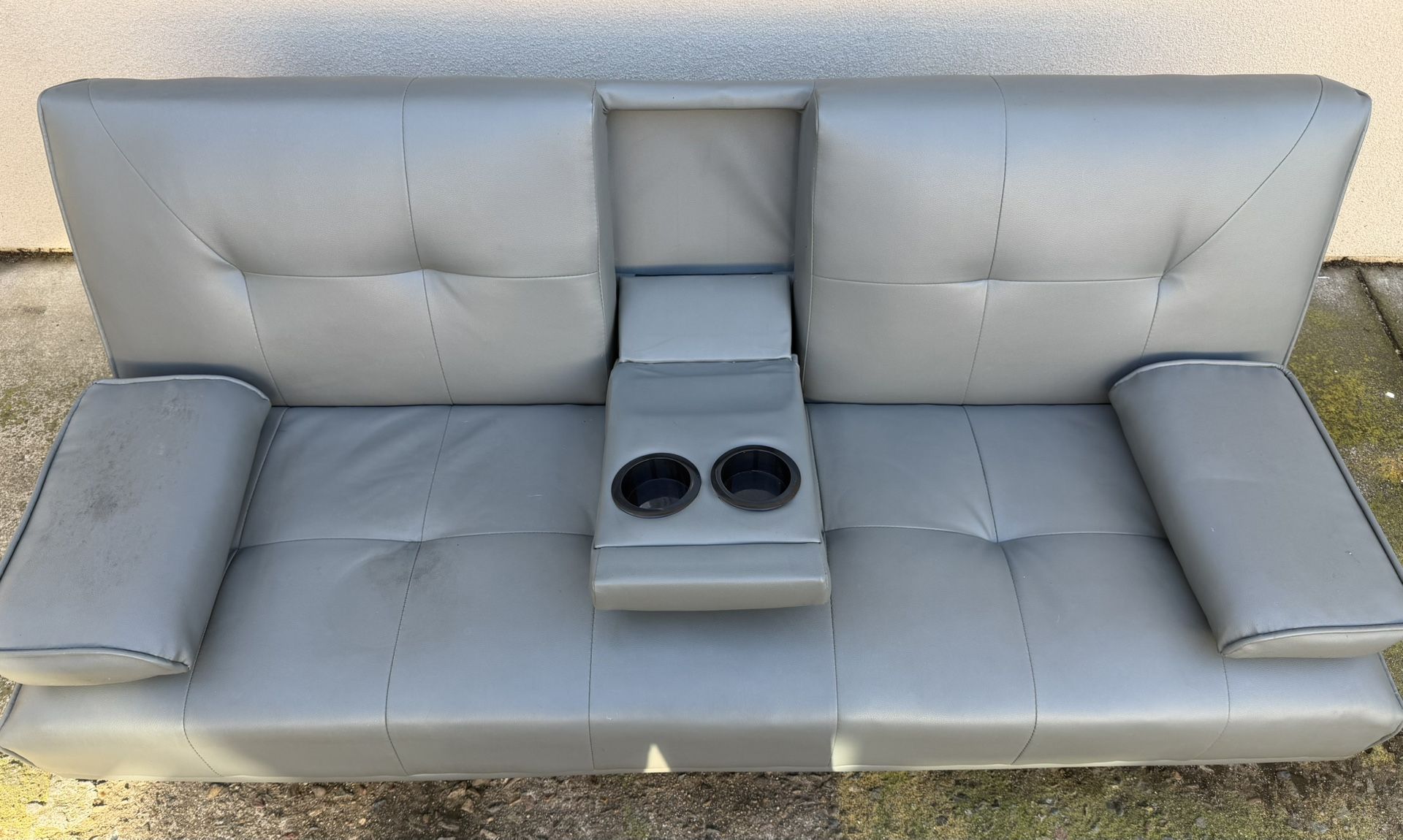 Grey Faux Leather Futon 