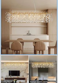 Gold Branch Crystal Linear Chandelier