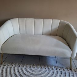 Loveseat Real White Leather Couch