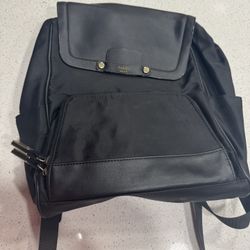Tutilo New York Boost Black Nylon Leather Backpack School Laptop Bag 13x14"  Perfect classy travel backpack  Great Condition Check out my other items 