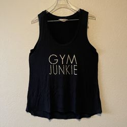 Z By Zobha, Women’s Black Muscle Shirt Gym Junkie Round Neck Size S Runs Big