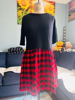 Black Knit & Buffalo Plaid Dress