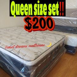 Queen Size Euro Pillow Top Mattress Set‼️