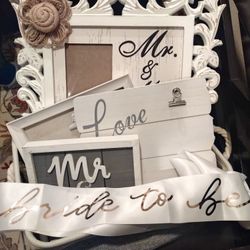 Mr & Mrs. Boards/Signs & Bride to be sash