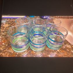 Beautiful Blue and Green Drinking Decorative Drinking Glasses