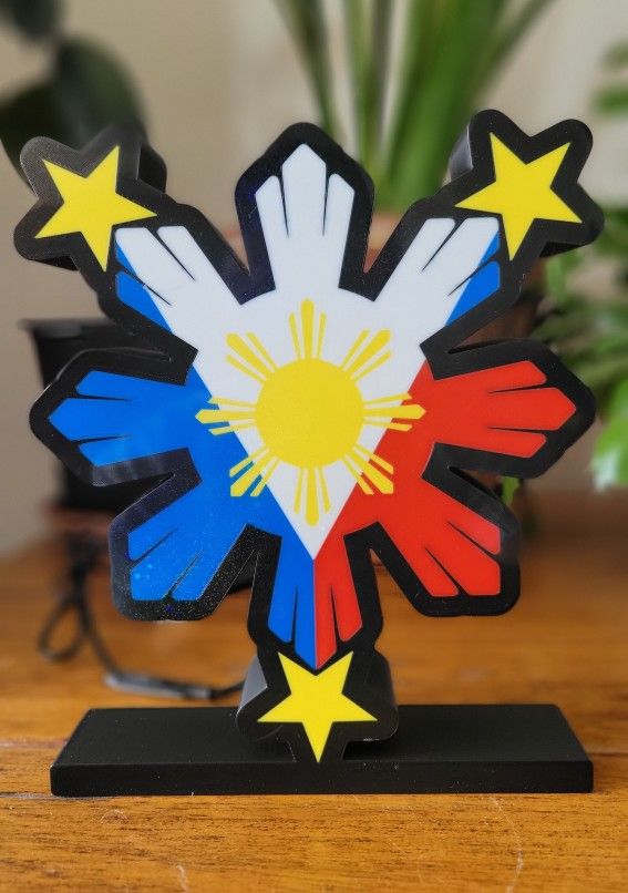 3D Philippines Flag LED Light Stand