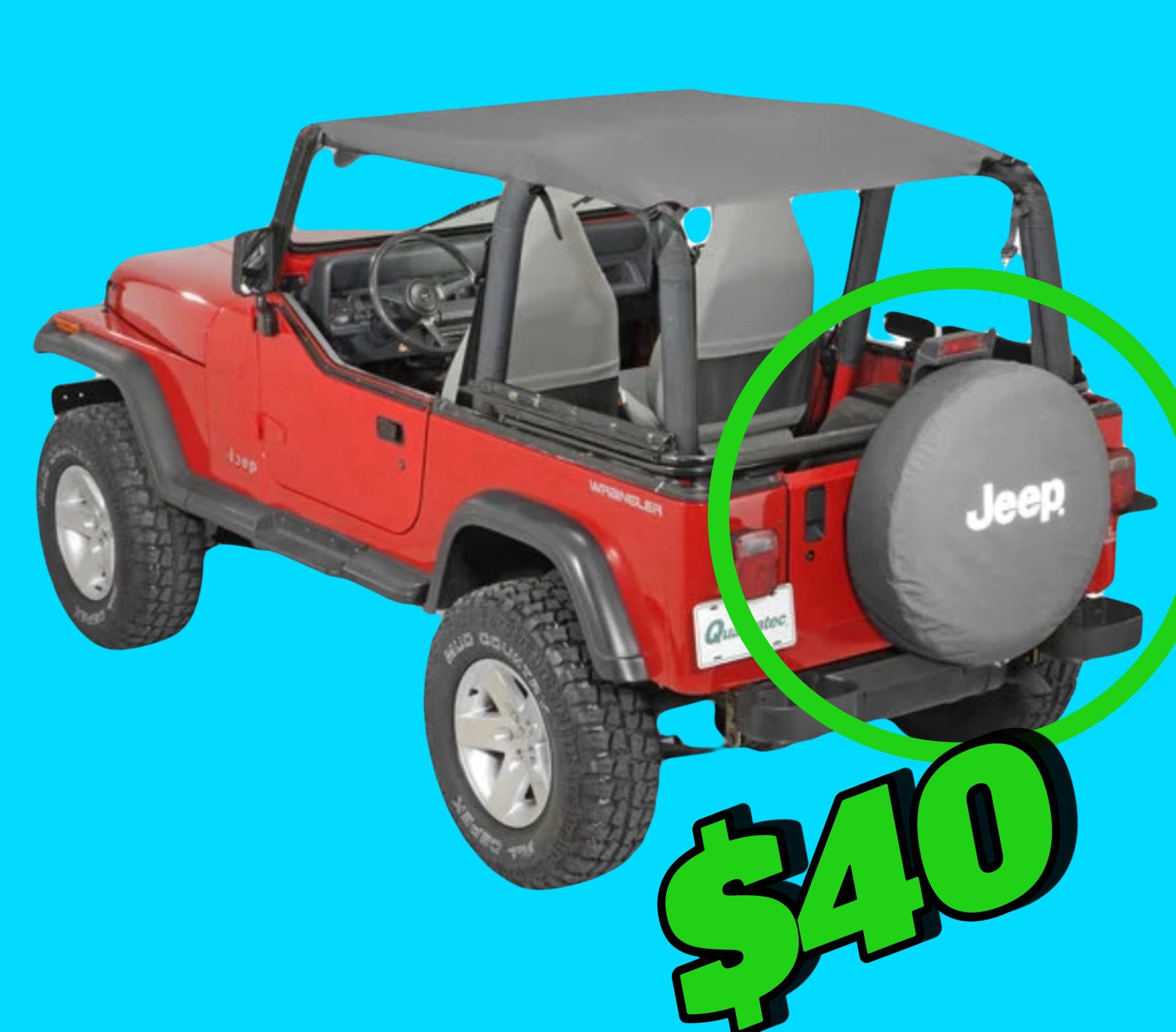 Quadratec Jeep Licensed Tire Cover for 55-18 Jeep CJ, Wrangler YJ & JK